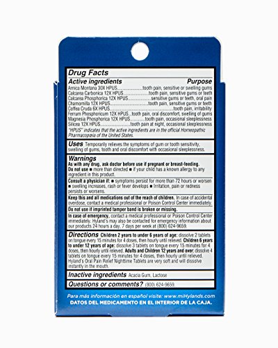 Kids Nighttime Oral Pain Relief Tablets By Hyland's 4Kids, Natural Relief Of Toothache, Swelling Gums, And Oral Discomfort, 125 Count #TOP1