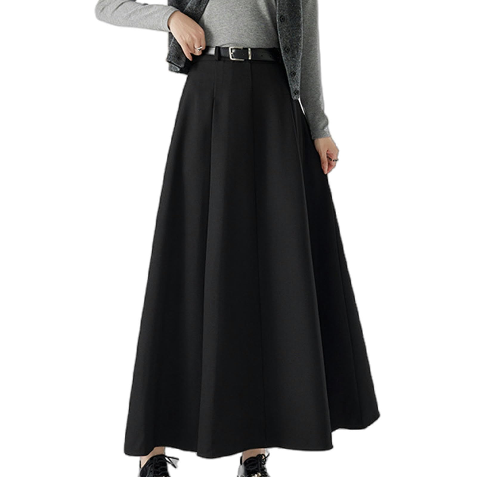 Spódnice damska jesienno-zimowa plisowana spódnica midi - wysoka talia slim fit elegancka temperament długa spódnica