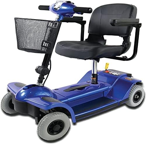 Zipr Traveler 4 Wheel Mobility Scooter Upgraded Battery - Portable Folding Mobility Scooter - Travel Mobility Scooters for Adults, Seniors, Elderly - Mobility Scooter Charger and Metal Basket Included