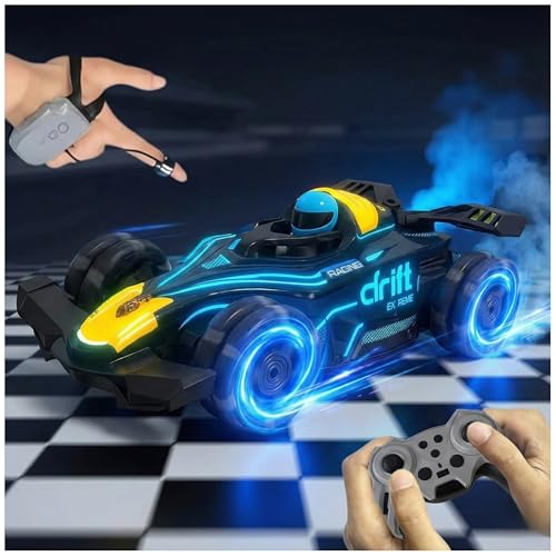 Image of Remote Control Formula Drift Smoke Car for Kids | Hand Gesture & 2.4GHz RC Car | 1:14 Scale Racing Car | 360 Rotation, RGB Lights, Music, Smoke Effects | Stunt Toy for Boys & Girls