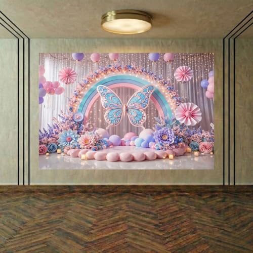 Image of Happy Birthday Theme Backdrop Banner 5x7 ft - Digital Print Cloth Background, Reusable Birthday Party Wall Decoration for Girls, Photo Booth & Stage Decor (BD 23)