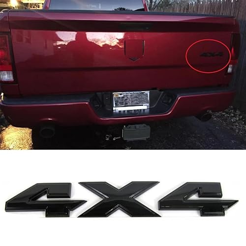 1 Oem Black 4X4 Emblem Badge 3D 4 X 4 Emblem Nameplate Decal Compatible With 1500 2500 3500 Flat Letter 2009-2018 (Black) #TOP9