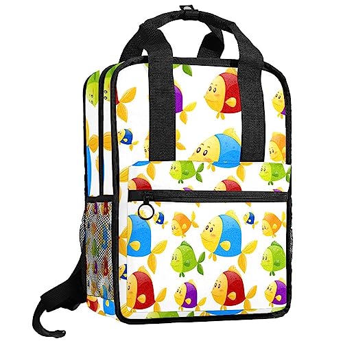 Sac à dos poissons colorés pour garçons avec bretelles réglables multicolore 35cm
