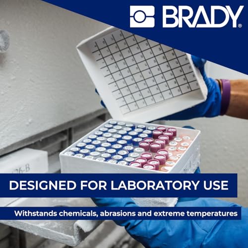 Image of Brady Authentic (M5-156-492) FreezerBondz Ultra-Thin Cryogenic Polyester Labels 1 inch H x 0.9 inch W Black on White, 180 Labels. for use with the BMP51 and M511 Label Printers