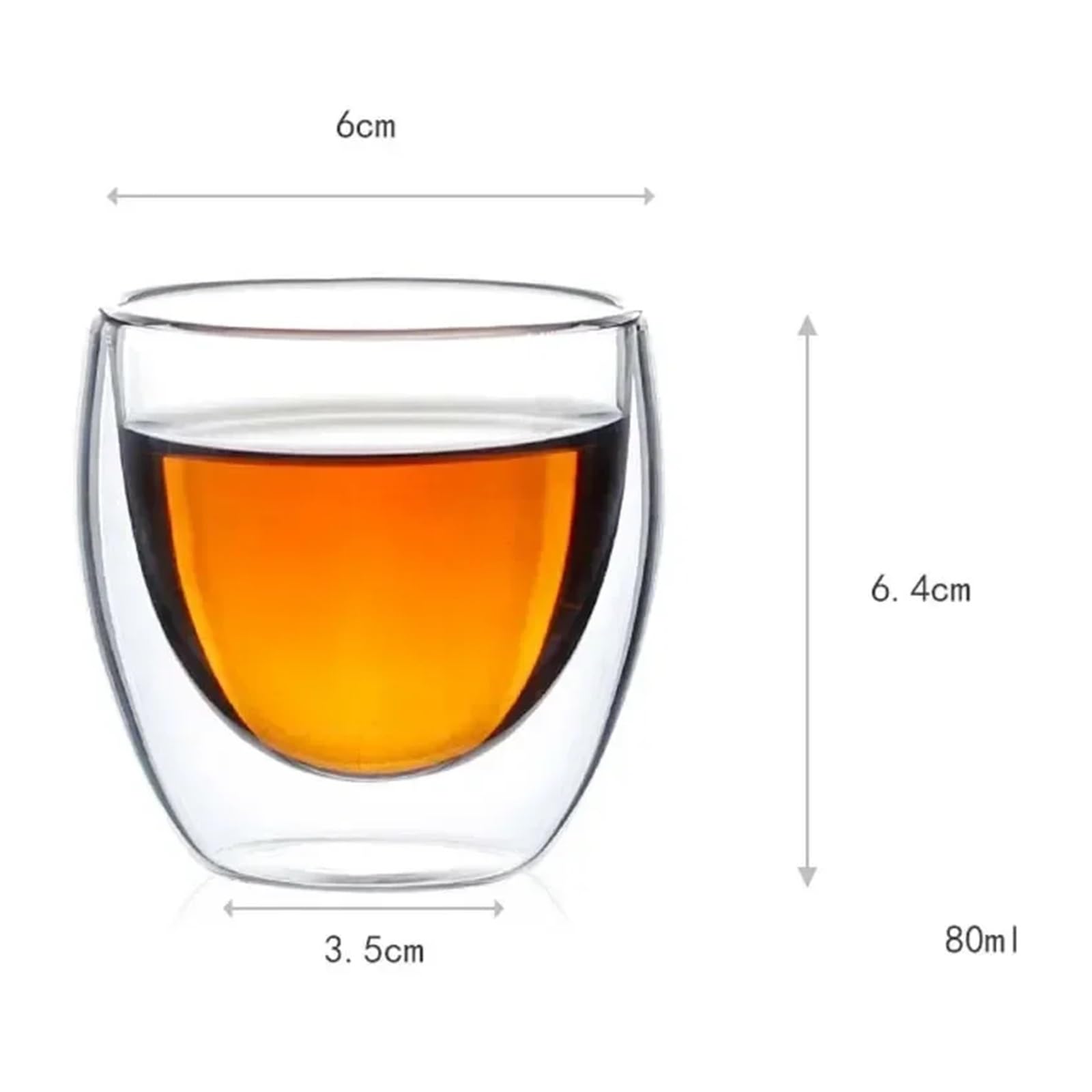 Zestaw 2-18 filiżanek do herbaty Kung Fu z podwójnymi ściankami 80 ml/150 ml, przezroczyste, do kawy, mleka, wody, szkła borokrzemowego, zestaw do herbaty (150 ml, 6 szt.)