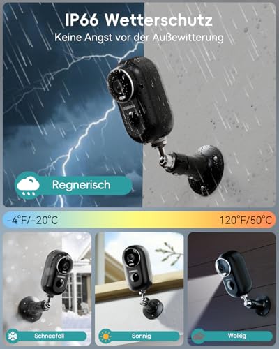 ZUMIMALL Überwachungskamera Aussen/Innen Akku, WLAN Kamera Doppelständer, Magnethalterung, kabellos, PIR-Bewegungserkennung, 2K-Nachtsicht, IP66 wasserdicht, 2,4 G Wi-Fi-kompatibel, Schwarz – Bild 6
