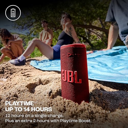 Image of JBL Grip Wireless Portable Bluetooth Speaker, JBL Pro Sound with AI Sound Boost, IP68 Waterproof /Dustproof, Ambient Light, Upto 14H Playtime, Auracast Multi-Speaker Connection, Red