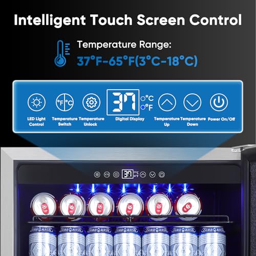 Image of 24 Inch Outdoor Beverage Refrigerator, Stainless Steel Outdoor Fridge 180 Can Under Counter Built-in /Freestanding, Waterproof, Fast Cooling, Low Noise - Outdoor Refrigerator for Home and Patio