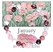 Birthstone Beaded Stretch Bracelets Healing Crystal Zodiac Bracelet for Women Men Natural Stone Chakra Anxiety Relief Birth Month Flower Beads Bracelets Horoscope Jewelry Birthday Gifts-January