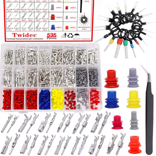 Broches de bornes de fil electrique de voiture Twidec 535pcs pour sertissage auto