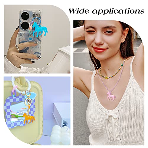 Pandahall 48Pcs Opaque Acrylic Pendants 12 Colors Little Horse Animal Resin Charms Horsemanship Pendants Colorful Craft Beads For Diy Keychains Bracelet Necklace Jewelry Making #TOP5