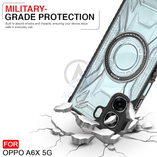 Image of AESTMO Hybrid Shockproof Back Cover Case for Oppo A6X 5G Compatible with MagSafe | Hard Back Case Cover for Oppo A6X 5G (PC & TPU, Translucent Back, Black Sides)