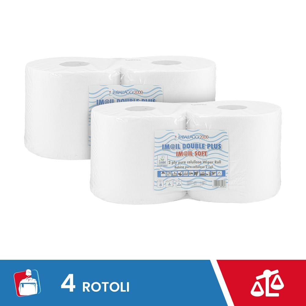 IMBALLAGGI 2000 - Rollos de Papel para Secado Industrial - 800 Tiras - Ideal para Uso alimentario y Compatible con dispensador - x Rollos