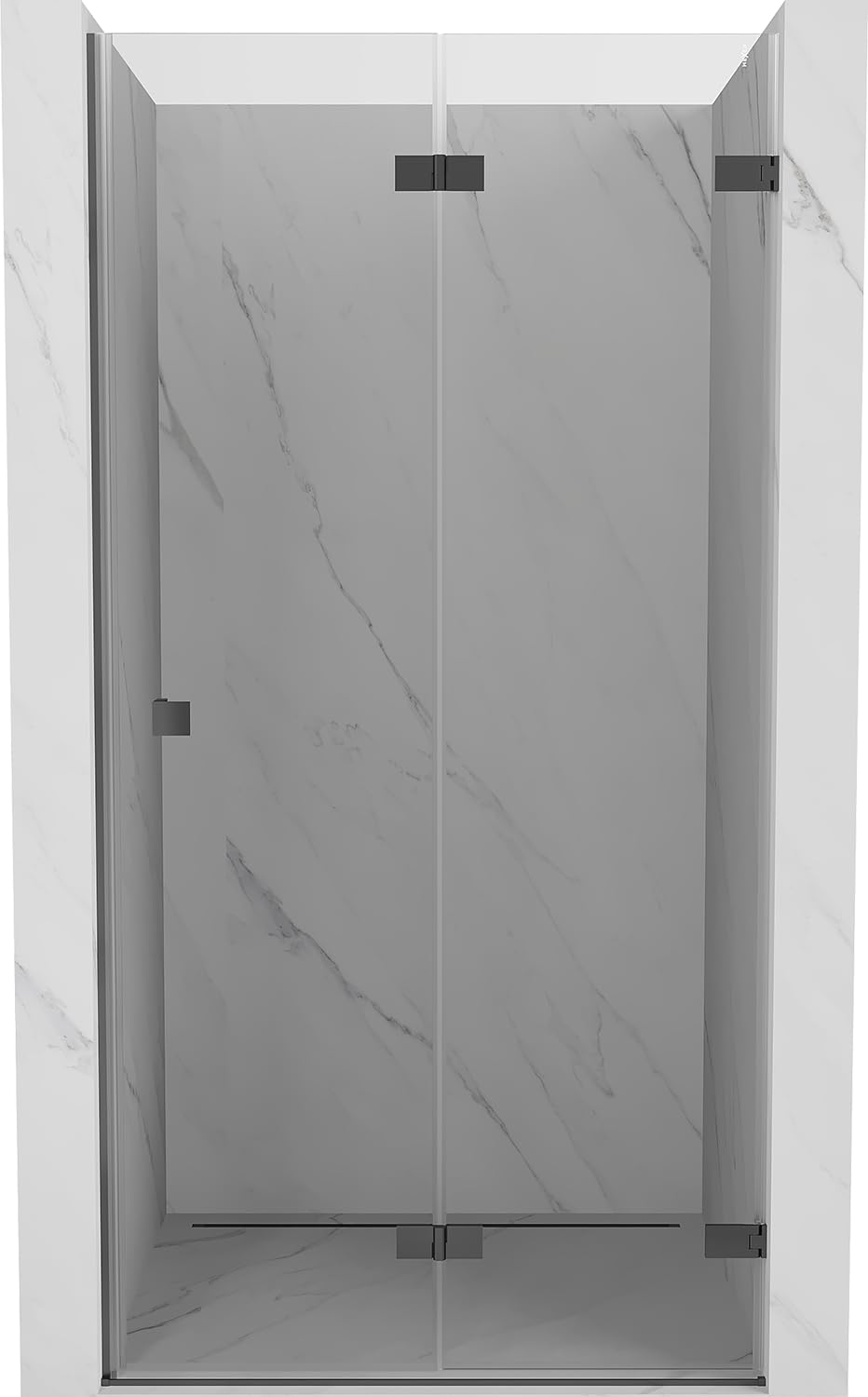 Mexen Lunar-B Porta Doccia Destra, 60 cm, Trasparente, Nichel Spazzolato