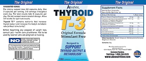 Absolute Nutrition TT100 Thyroid T-3 Radical Metabolic Booster, Energy & Focus Unflavored Thyroid Support Formula Capsules, Natural Metabolism Booster thumb #7