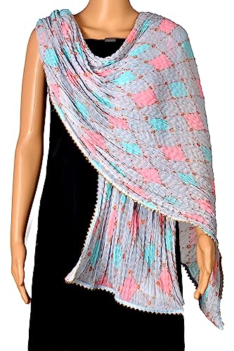 Chandrakala Crushed Dupatta for Women, Shawl Scarf Wrap Chunni (D246-P)2