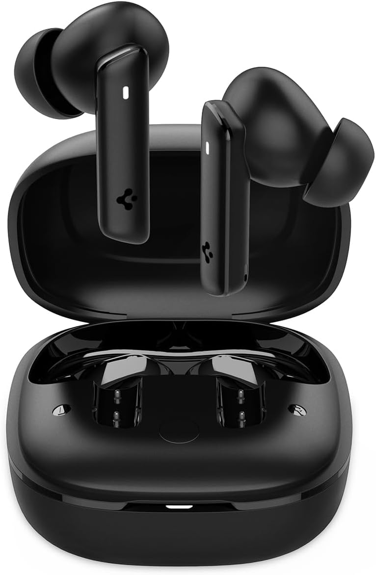 Spigen Audio Newly Launched SA-TW P20 True Wireless in Ear Earbuds with 30H Playtime, Upto 40dB 3 Multi-Mode ANC Pro, EQ Customizing App, 6-MIC, Low Latency for Gaming Mode, 10mm Driver, IPX5 - Black