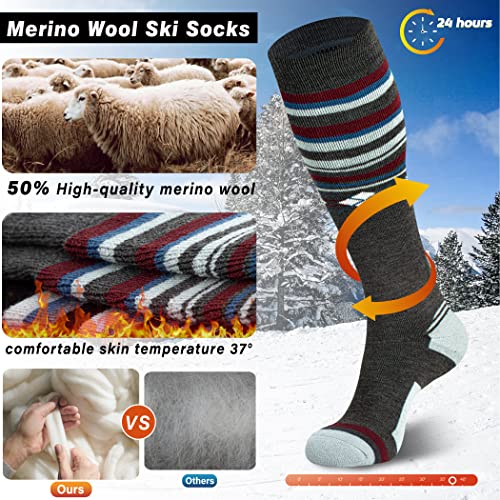 Ski Socks 50% Merino Wool Thermal Knee High Winter Snowboard Sport Socks Men Women2