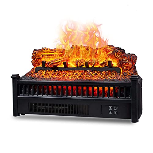 QWAXTRIW Calentador eléctrico Juego de leña para Chimenea eléctrica Efecto de Llama Realista Lecho de carbón Control Remoto Protección contra sobrecalentamiento Calentador con Temporizador y