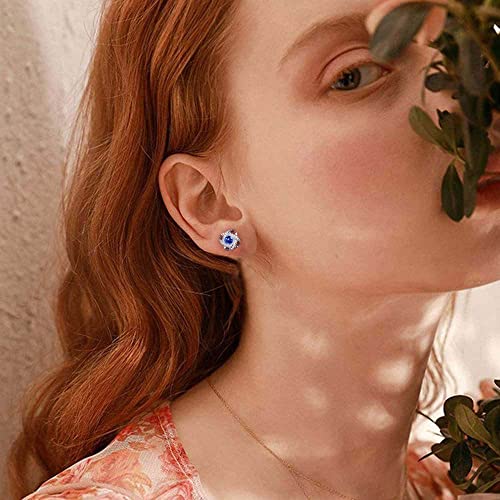 SMILEST Knot Birthstone Stud Earrings, Sparkle Round Cut Birthstone Earrings in 18K White Gold Plated Sterling Silver, Perfect for Women's Birthday Gifts3