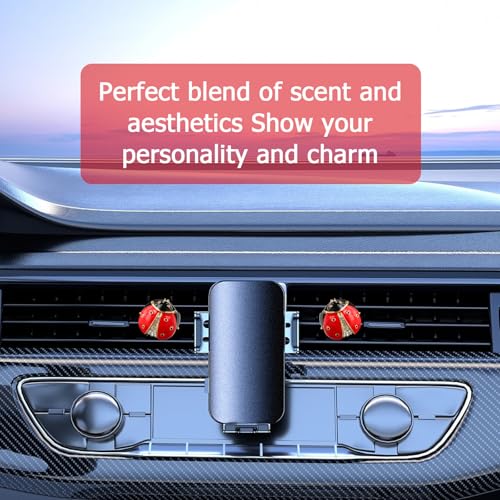 Image of 2pcs Ladybug Car Accessories,Ladybug Car Air Freshener Vent Clips,Colorful and Durable,Suitable for Female Girls' Vehicle Interior Decoration.with 2 Air Outlet Clips