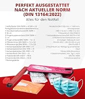 Thomatex® KFZ Kombitasche (3in1) 2026/2027 [DIN 13164-2022] – Lange Haltbarkeit – Erste-Hilfe-Set mit Warndreieck & Warnweste – Pink mit Einhorn-Motiv – Ansicht 3