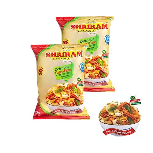 Image of SHRIRAM TAMTAMWALA (Original) Delicious Tamtam Regular Mixture Vadodara Special Tamtam Mix Namkeen 500gm (Pack Of - 2)