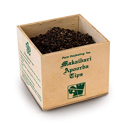 Image of Makaibari Apoorba Tips Organic Darjeeling Tippy Whole Leaf Black Tea Chestlet 100 Grams Usda Organic Certified Tea 100% Authentic&Premium Darjeeling Long Leaf Black Tea Single Estate Loose Leaf Tea