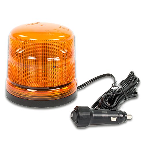 LED-MARTIN Rundumleuchte SESTO - 11 Blitzmuster - gelb - Magnetfuß - 12V 24V. Professionelle Kennleuchte, Warnleuchte, Blitzleuchte für den Einsatz im Straßenverkehr.