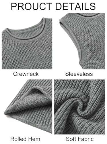 Image of Imily Bela Womens Sleeveless Sweater Vest Casual Crewneck Loose Fit Knit Tank Tops Lightweight Trendy Summer Ribbed Pullover