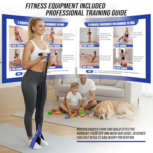 Image of Upgrade Pedal Resistance Band with Handle, Adjustable Tube Foot Pedal Device Puller Exercise Bands, for Abs Arm Leg Waist Workout, Core Pilates, Sit Up Fitness Equipment for Full Body Training