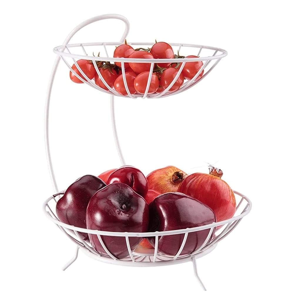 Cesto Porta Frutta A Ripiani DanDiBo 10-320 - Scaffale Metallico 2 Cesti, Colore Rame Patinato, Altezza 62 Cm, Diametro Cesto 24 Cm, Design Decorativo Per Cucina