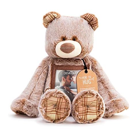 DEMDACO Here to Hug Photo Natural Brown 12 inch Plush Polyester Stuffed Animal Bear Cover