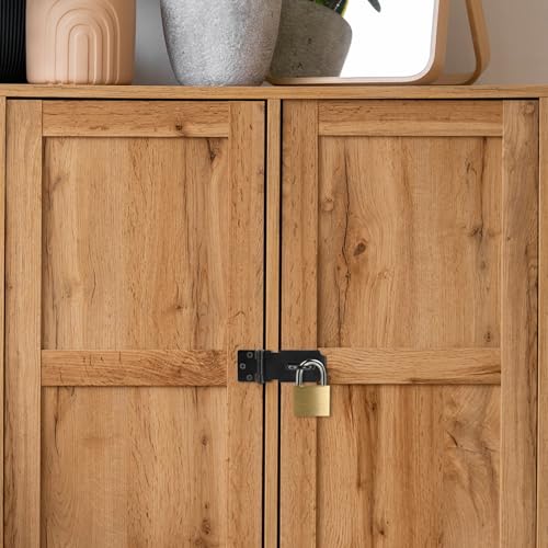 Image of 2 Pcs 3 inch Door Padlock Safety Hasp Latch, Stainless Steel Clasp Gate Lock Hasp with Fixing Screw Security Packlock Clasp for Cabinet Drawer Barn Door Window Shed Outdoor Fence Pet Cage Toolbox Black