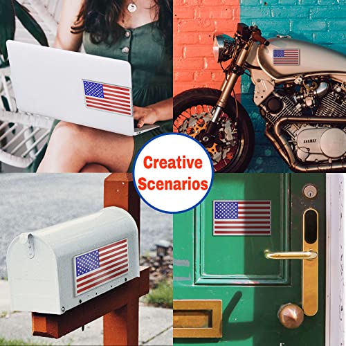 Image of Embossed 3D Metal American Flag Car Stickers and Decals (1 Pair), 5 inch x 3 inch US Flag Patriotic Emblem for Cars, Truck, Motorcycle, 4th of July Support US Military