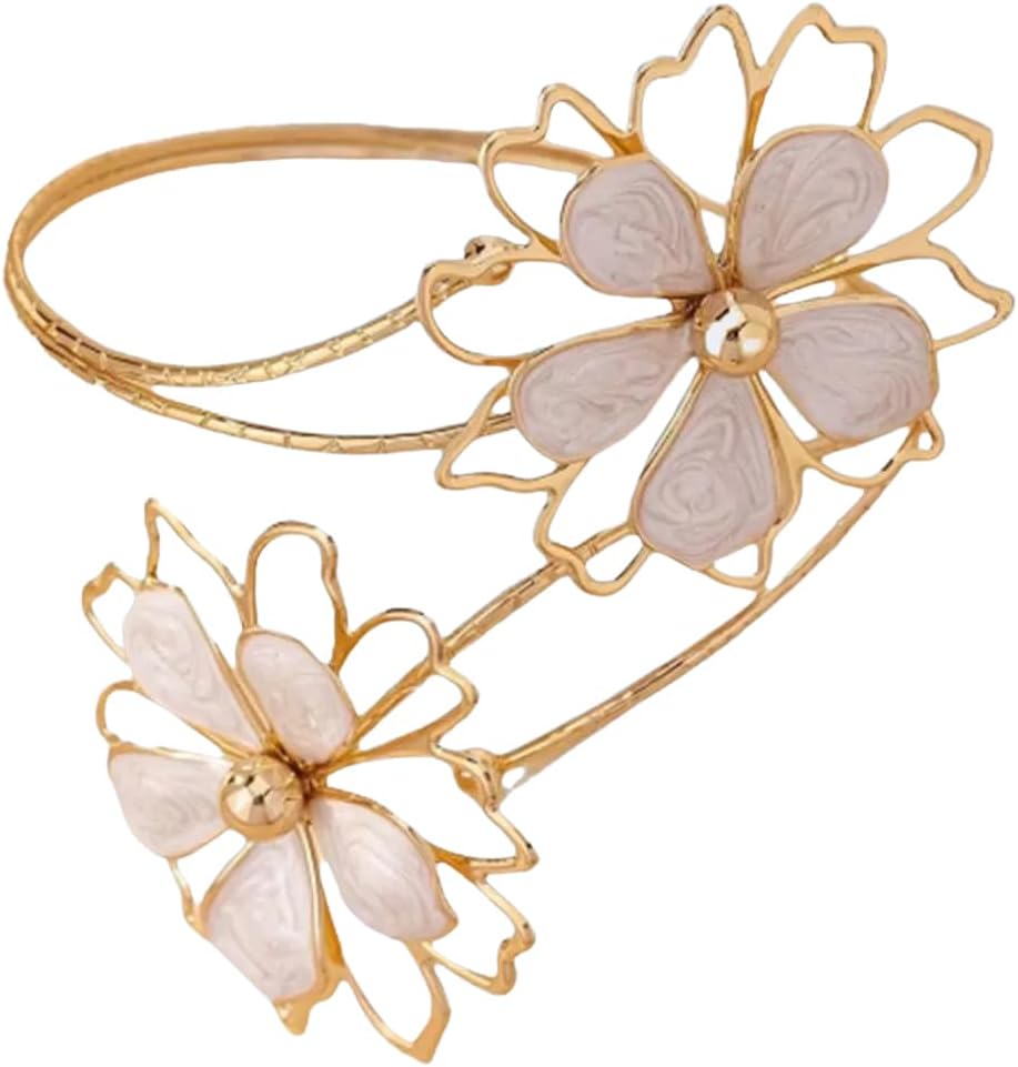 Colorful Flower Arm Cuff Bracelet for Women Adjustable Upper Arm Bangle Coil Swirl Armlet Armband Minimalist Upper Arm Cuff Summer Beach Jewelry Gifts Statement Party Jewelry