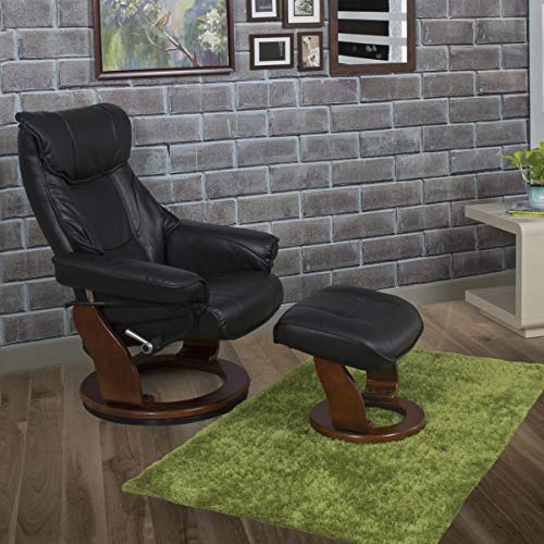 Image of Home Centre Silas Faux Leather 1-Seater Revolving Recliner with Footstool - Black