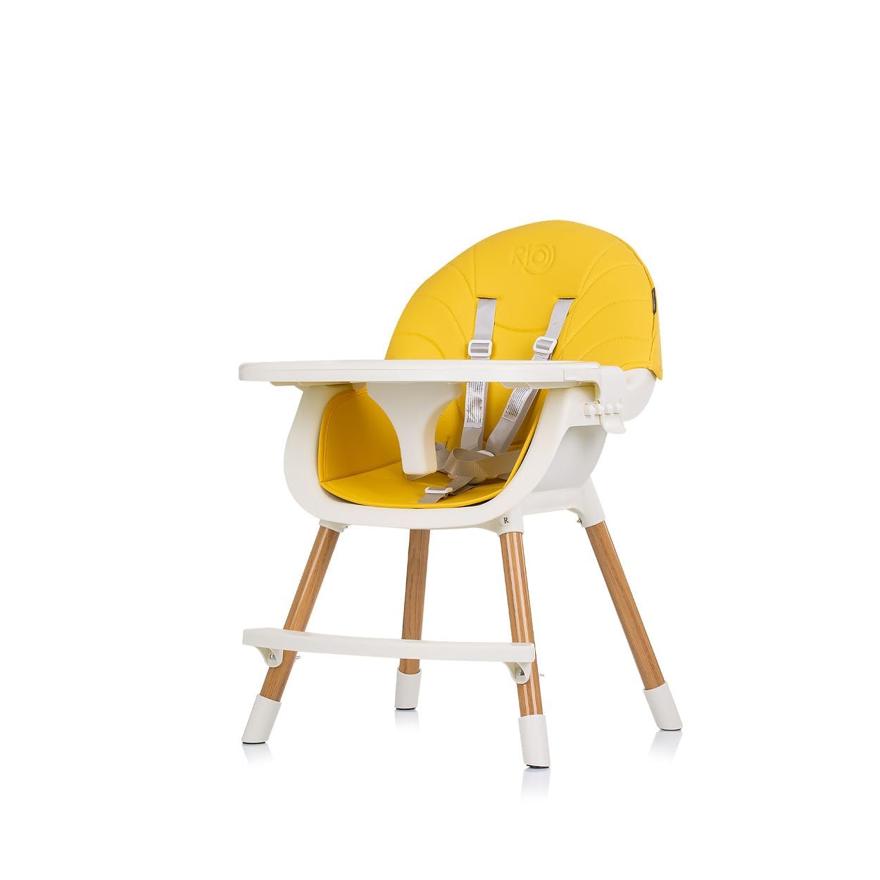 Chipolino Rio 2in1 seggiolone, seggiolone gambe antiscivolo 5 punti di sicurezza, colorazione:bianco giallo