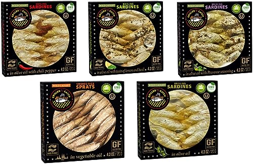 Grilled Catch Smoked Riga Sprats (5.6 Ounce (Pack of 6), Smoked)