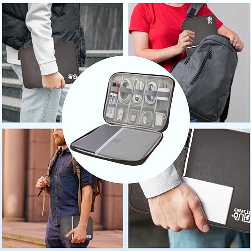 Image of Electronics Organizer,Travel Cord Organizer Pouch, Portable Cable Organizer Bags, Waterproof Electronic Accessories Storage Case for Cables, Cords, Charger, Phone (Single Layer-Large-Brown)