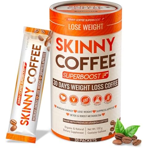 Skinny Coffee Super Boost Weight Loss,Protein Powder, Sugar-Free, Keto, Vegan Coffee, Supports Energy & Metabolism, Weight Loss Coffee Diet, Single Serve 1 Cup (30 Packs) Cover