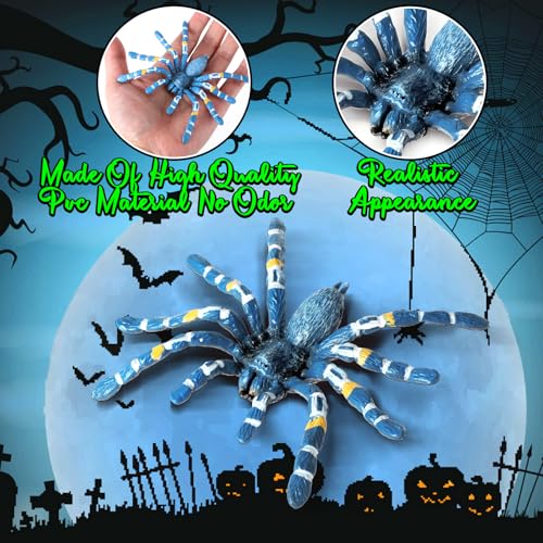 Amaxiu Halloween Streich Spinnenfiguren, 2 Stück Riesige Realistische Spinnen Action Modelle Kunststoff Tier Fake lebensechte gruselige für Halloween Requisiten Veranda Spukhaus Partyzubehör