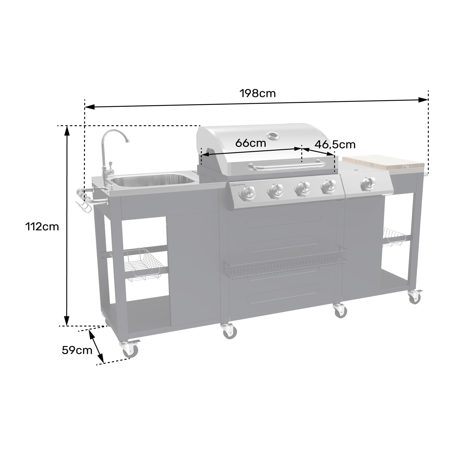 HAPPY GARDEN - Teksas kuchnia outdoorowa - 4+1 palniki 17,2 kW