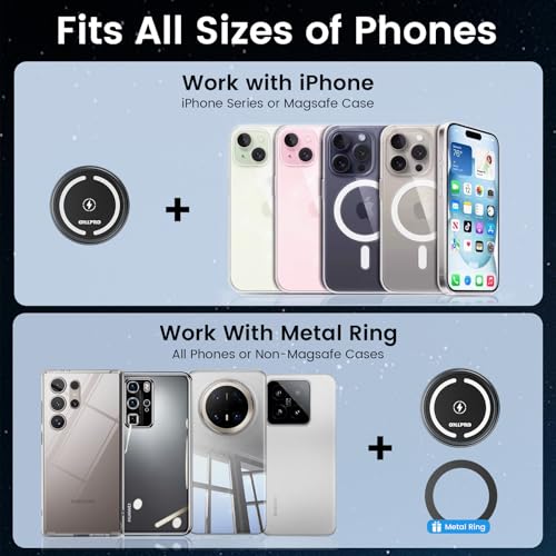 OHLPRO for MagSafe Car Mount Charger iPhone Wireless Car Charger, Stick on Dashboard Magnetic Phone Holder Mount for iPhone 17 Pro Plus Max 16 15 14 13 12 Series, 15W Fast Charging, Aluminum Shell