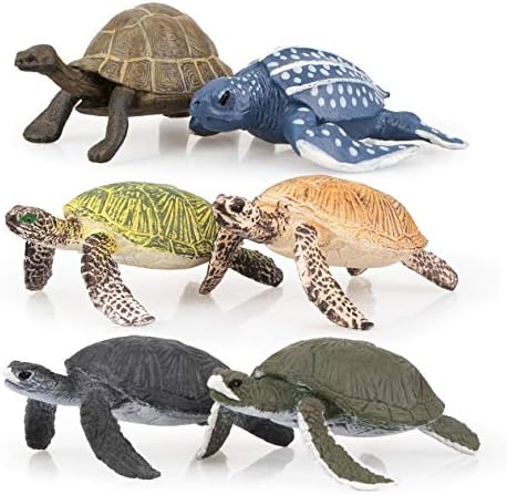 Toymany 6PCS Realistic Sea Turtle Figurines, Plastic Ocean Sea Animals Figures Set Includes of Turtles, Educational Toy Cake Toppers Christmas Birthday Gift for Kids Toddlers