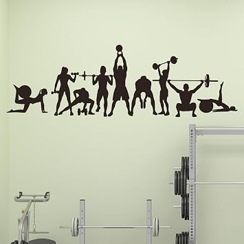 SUPERDANT Strength Training Wall Decals Workout Wall Stickers Sport Wall Decor Decals Lift Weights Yoga Ball Vinyl Wall Decor for Gym Fitness Training Weight Room Gifts for Strength Trainers