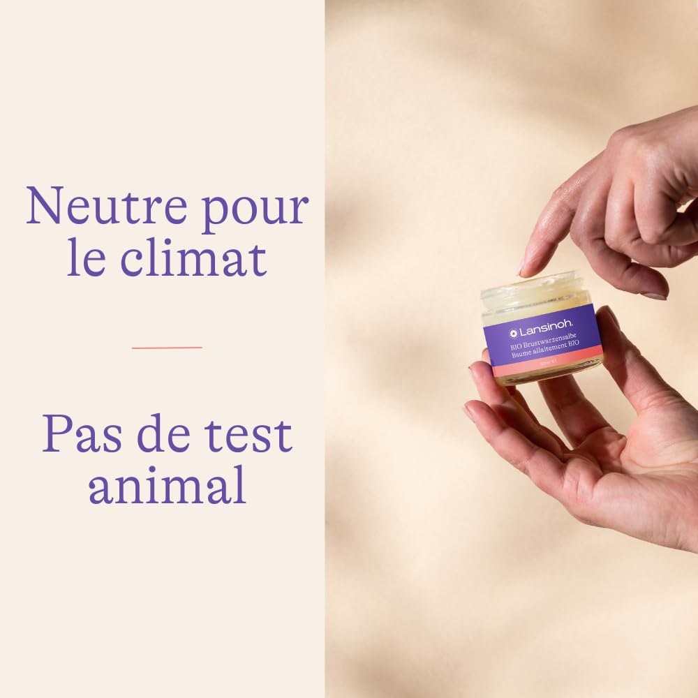 Lansinoh - Baume Allaitement Bio - 100% Naturel - Hydratation & Protection des Mamelons - Calme Sécheresse, Irritations & Rougeurs - Sans Additifs - Sûr pour Bébé - Multi-usage peau sèche