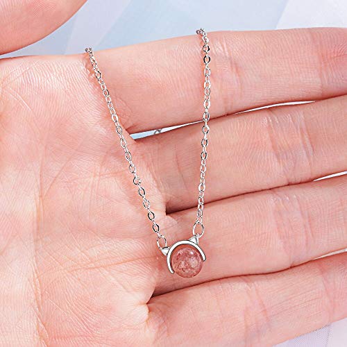 Pendentif chat en pierre naturelle rose le cadeau en argent idéal - 2