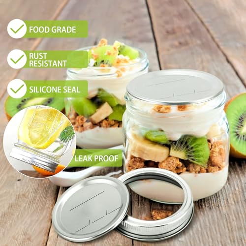 Canning Lids & Rings 48Pcs/24 Sets, Mason Jar Lids & Bands for Wide Mouth, Leak Proof Airtight, Food Grade Material
