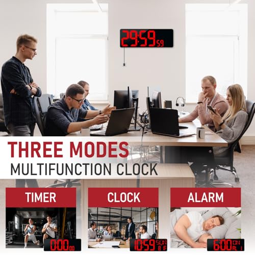 TXL 17.2'' Bluetooth Large LED Digital Wall Clock, Large Display Date and Temperature,Count Up/Down Timer Clock with Remote Control, Adjustable Brightness Alarm Clock for Home, Office, Gym, Elderly - Image 6